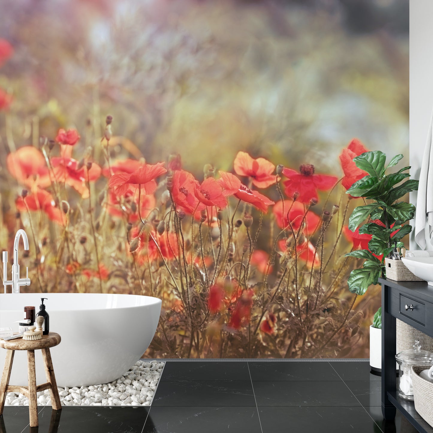 Fototapete Wilde Mohnblumen Auf Der Wiese