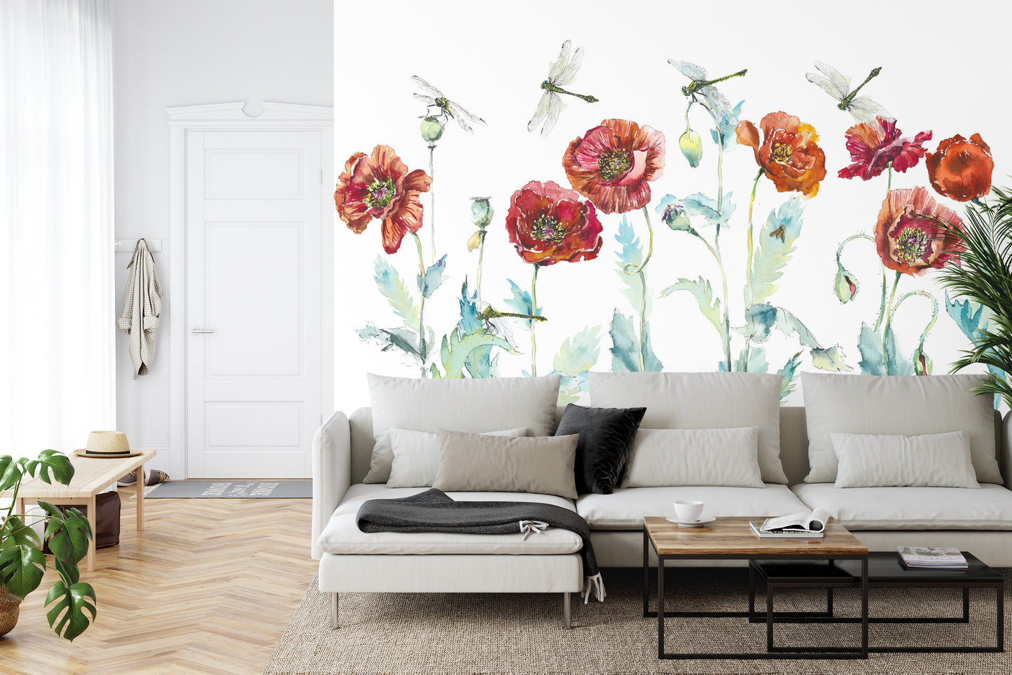 Fototapete Aquarell Mohnblumen
