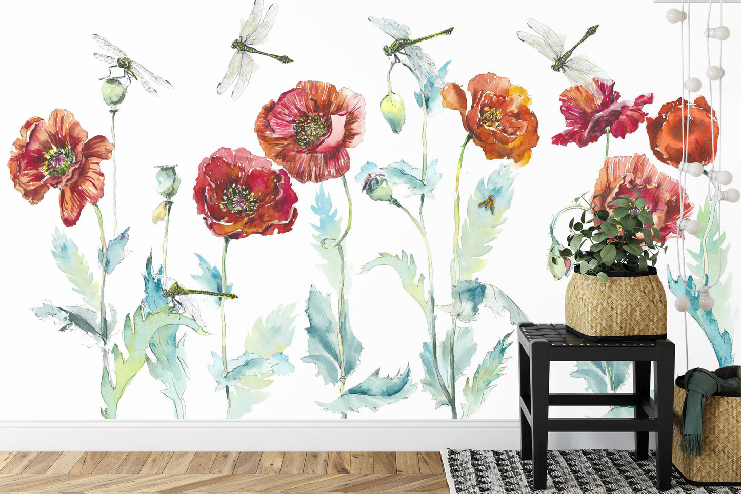 Fototapete Aquarell Mohnblumen
