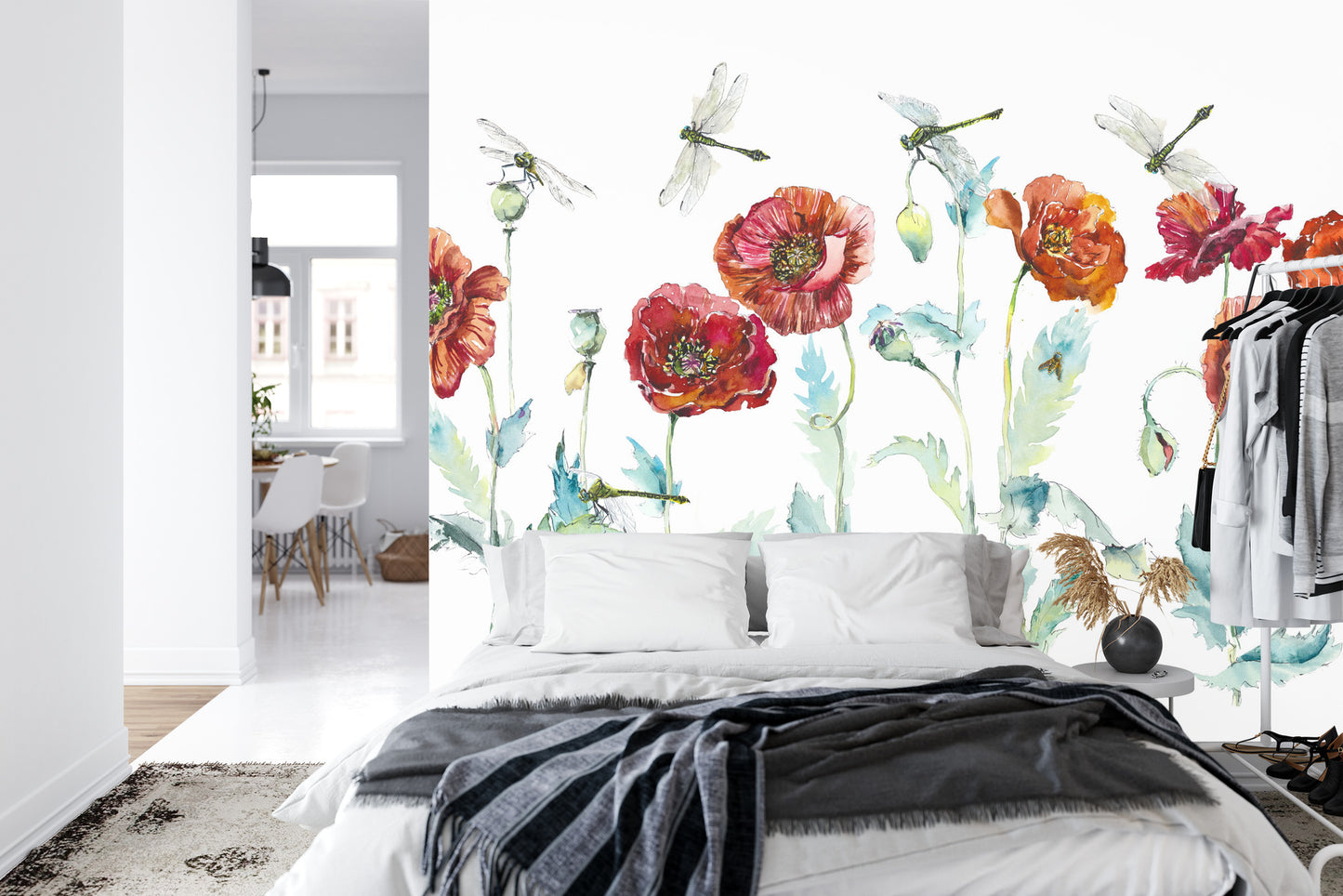 Fototapete Aquarell Mohnblumen