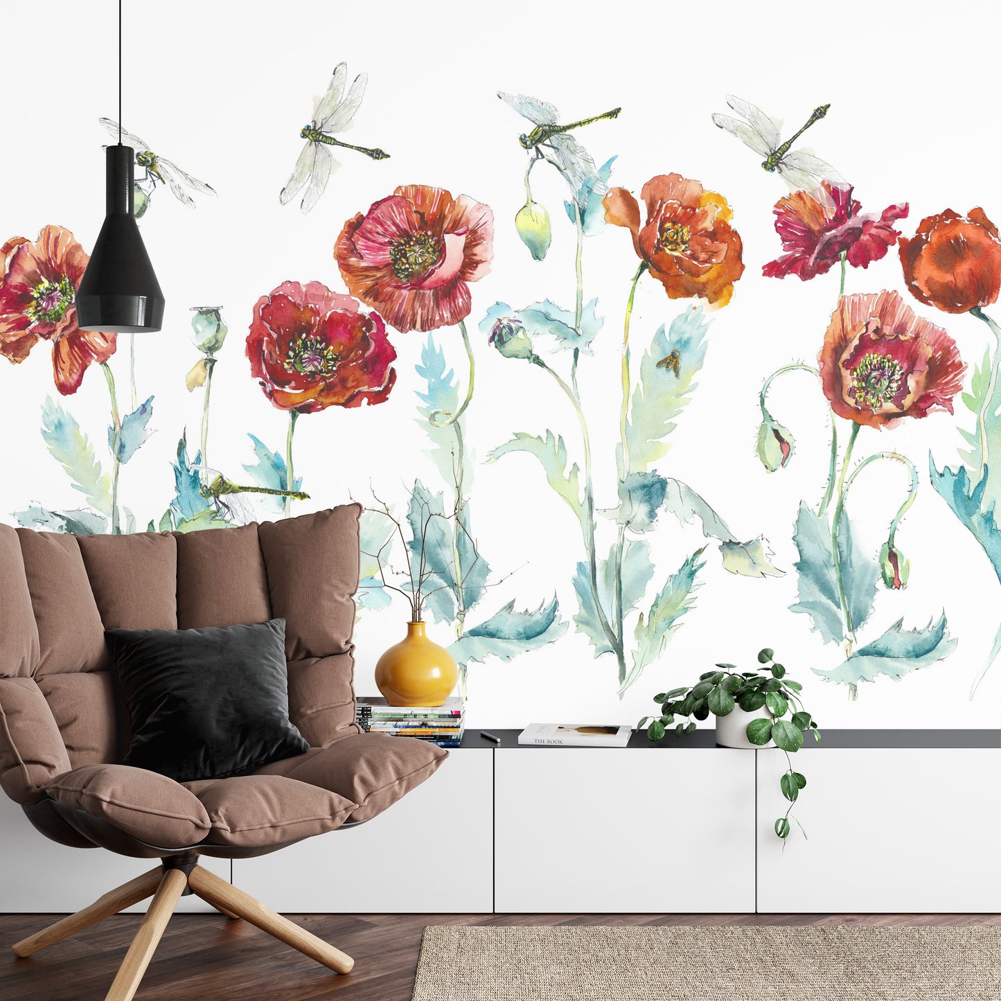 Fototapete Aquarell Mohnblumen