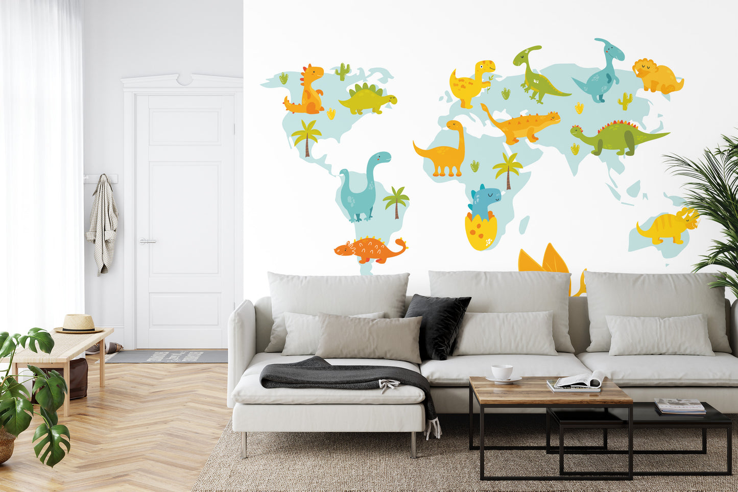 Fototapete Weltkarte Mit Dinosauriern