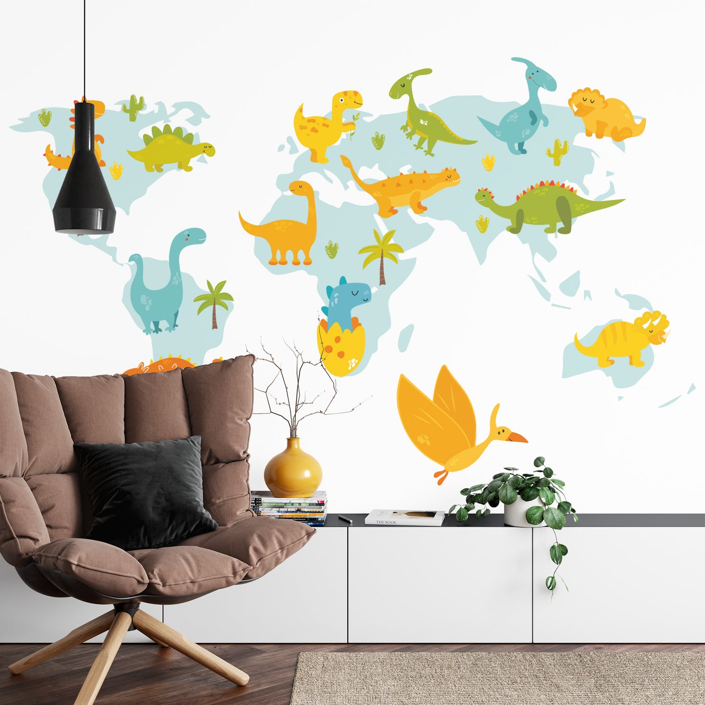 Fototapete Weltkarte Mit Dinosauriern