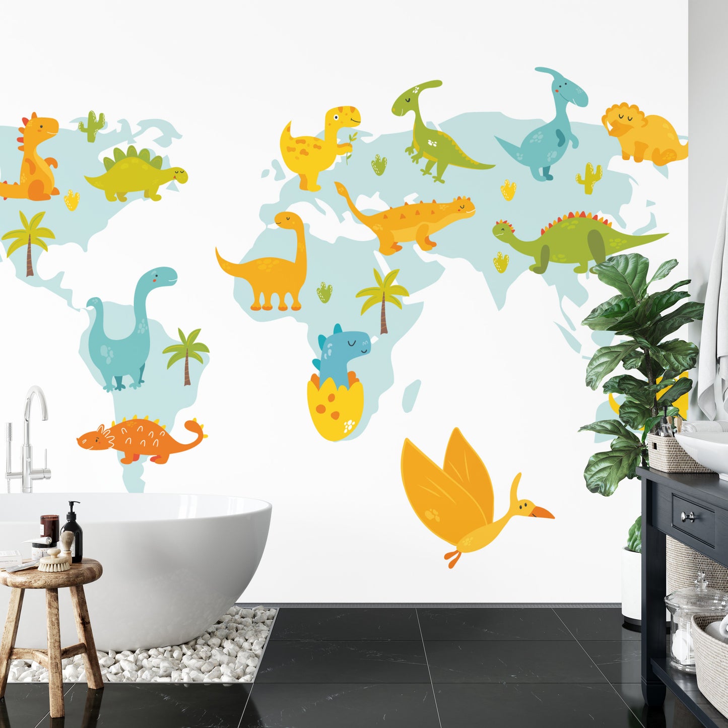 Fototapete Weltkarte Mit Dinosauriern