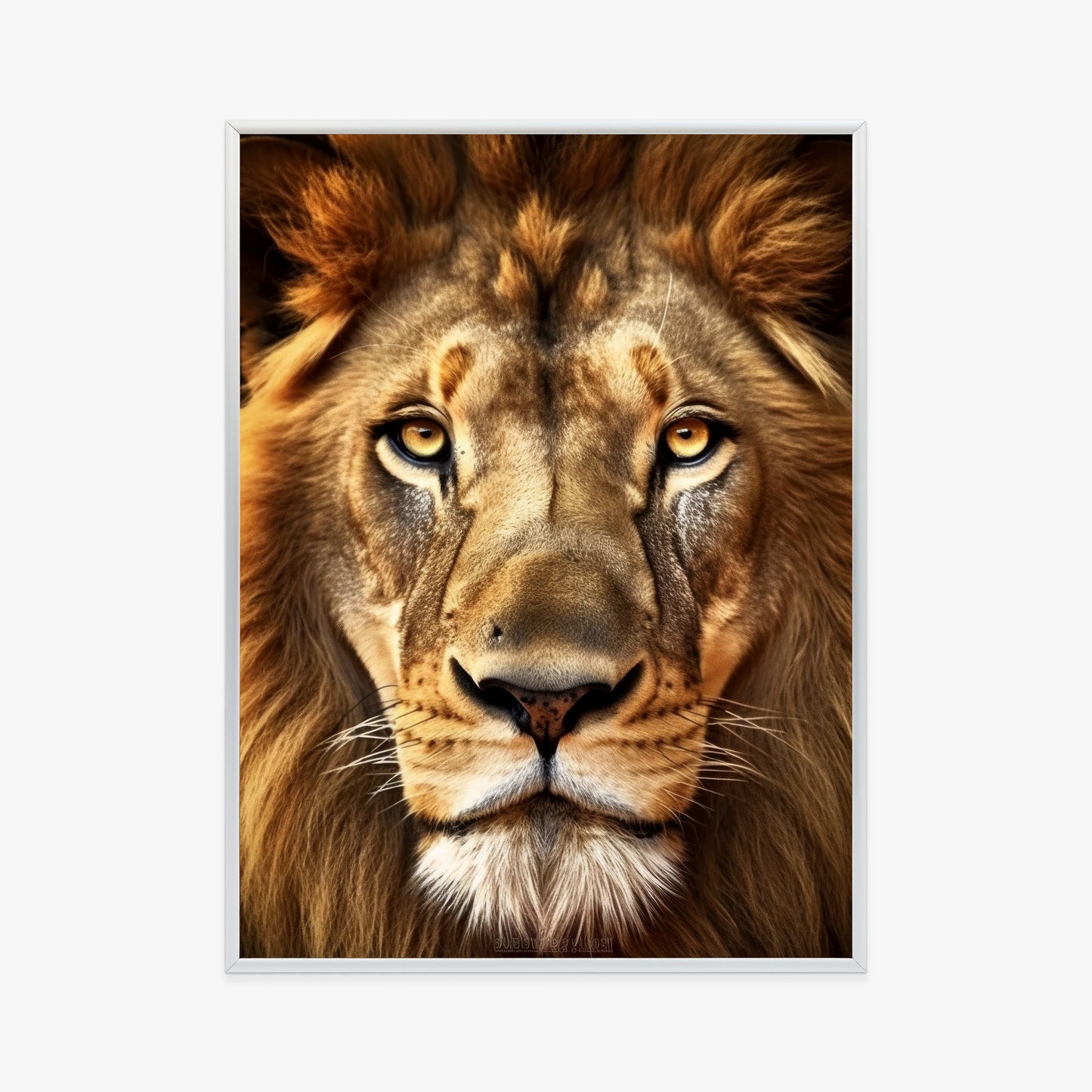 Poster Ein Majestätischer Löwe Im Porträt Rahmen Holz Mit Passepartout Farbe Natürlich
