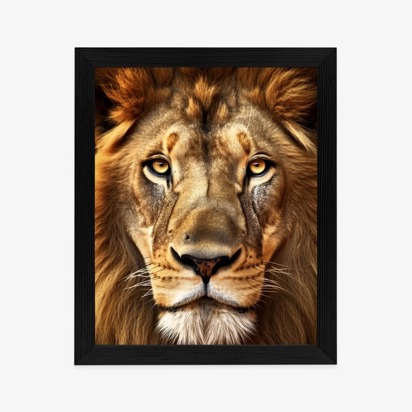 Poster Ein Majestätischer Löwe Im Porträt Rahmen Holz Mit Passepartout Farbe Natürlich