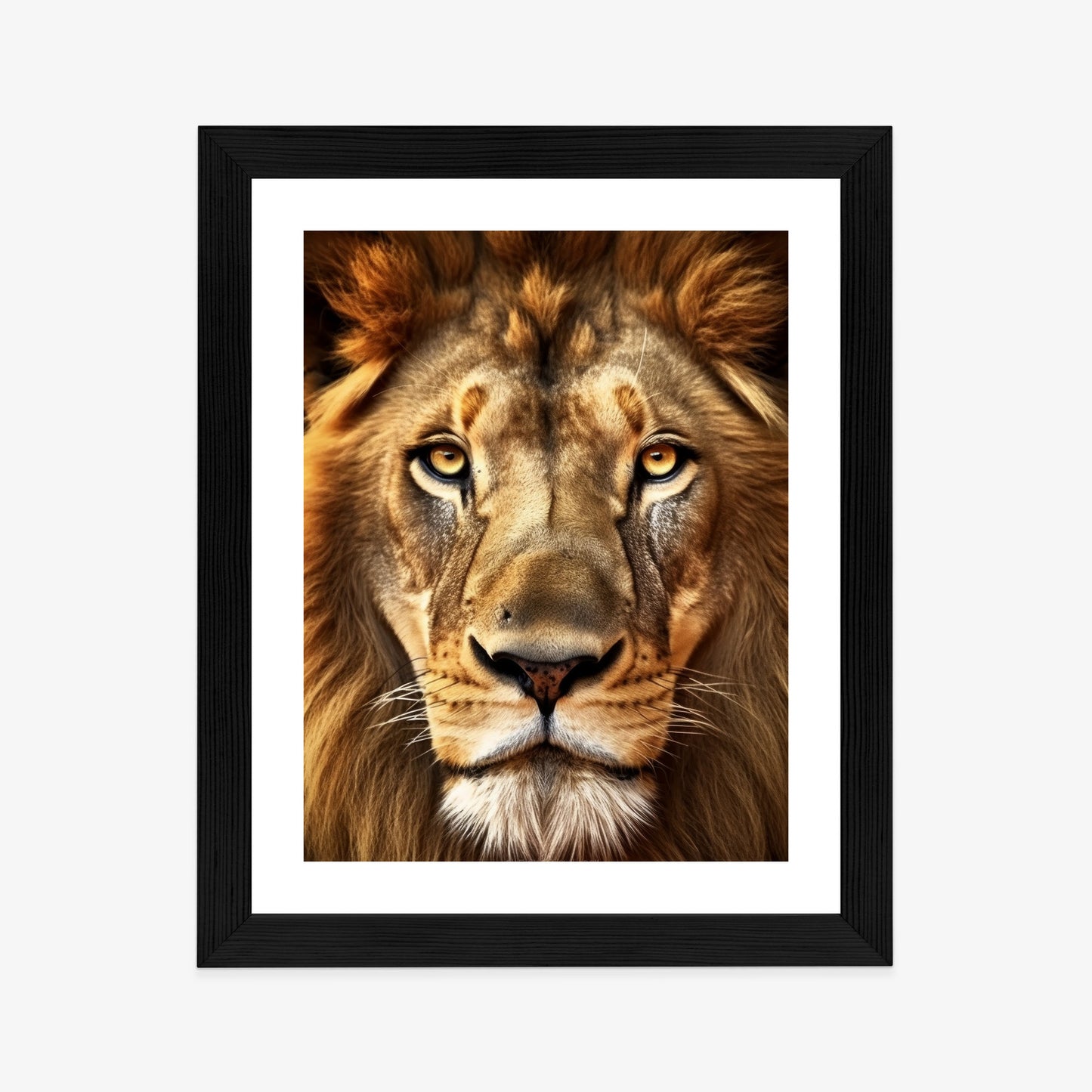 Poster Ein Majestätischer Löwe Im Porträt Rahmen Holz Mit Passepartout Farbe Natürlich