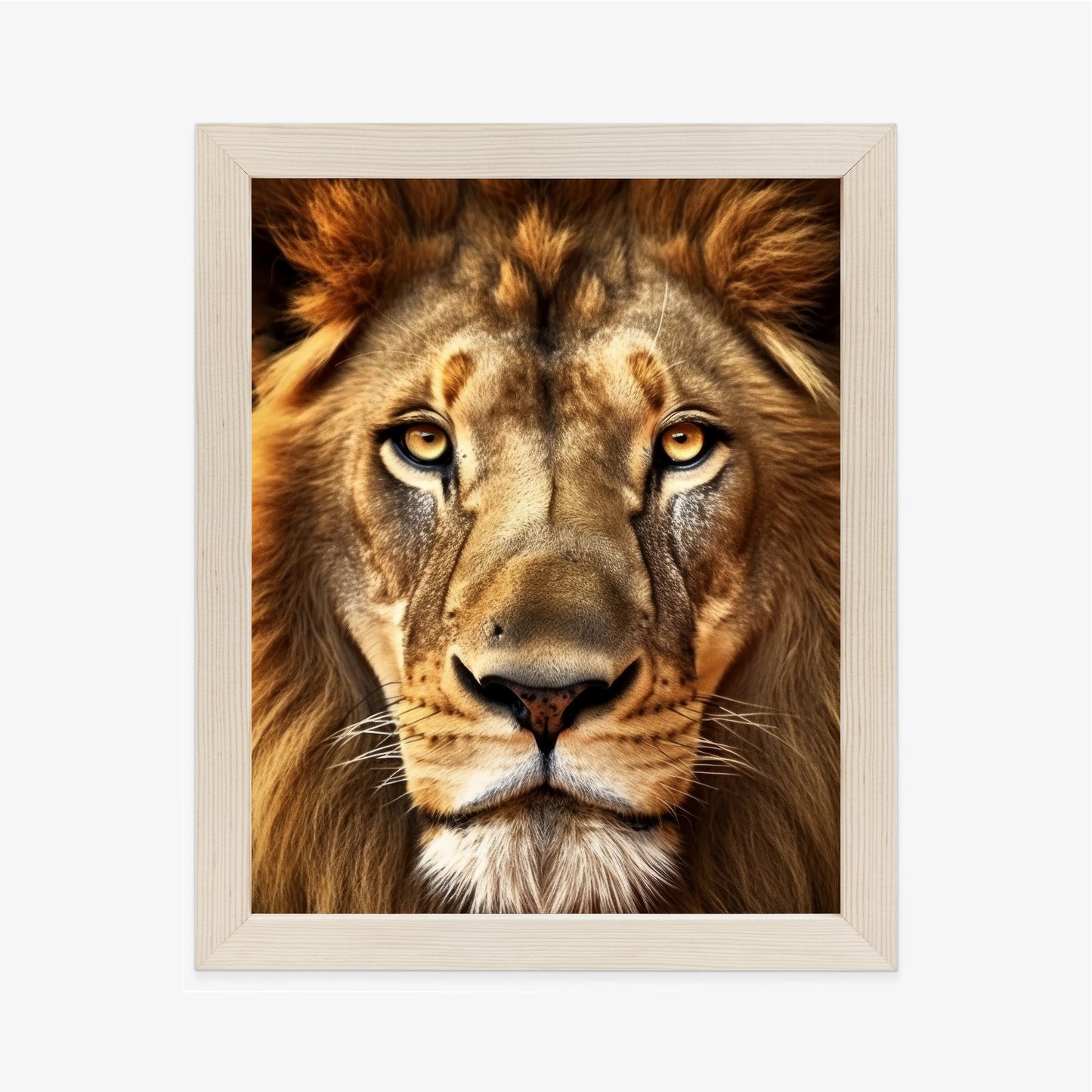 Poster Ein Majestätischer Löwe Im Porträt Rahmen Holz Mit Passepartout Farbe Natürlich