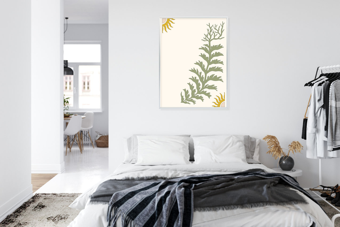 Poster Blätter Und Zweige Mit Wurzeln Rahmen Holz Mit Passepartout Farbe Natürlich