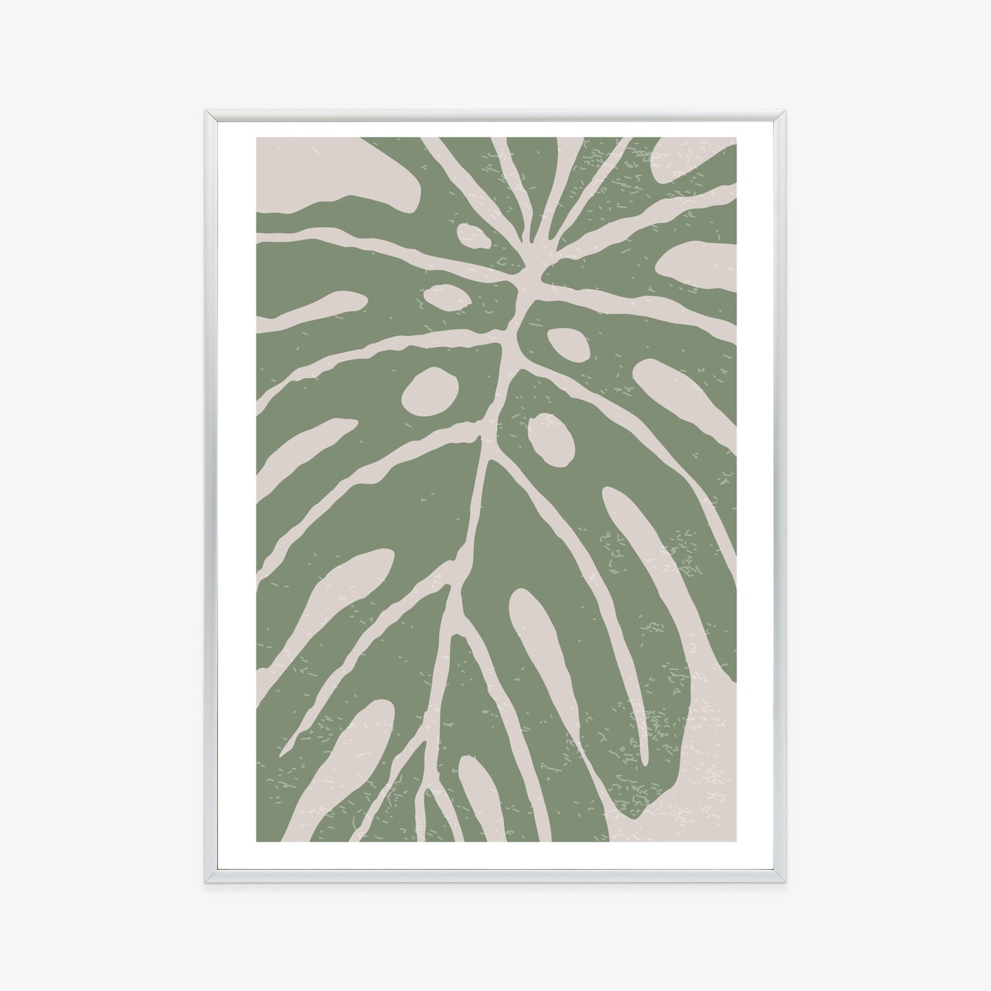 Poster Grünes Monstera-Blatt Rahmen Holz Mit Passepartout Farbe Natürlich