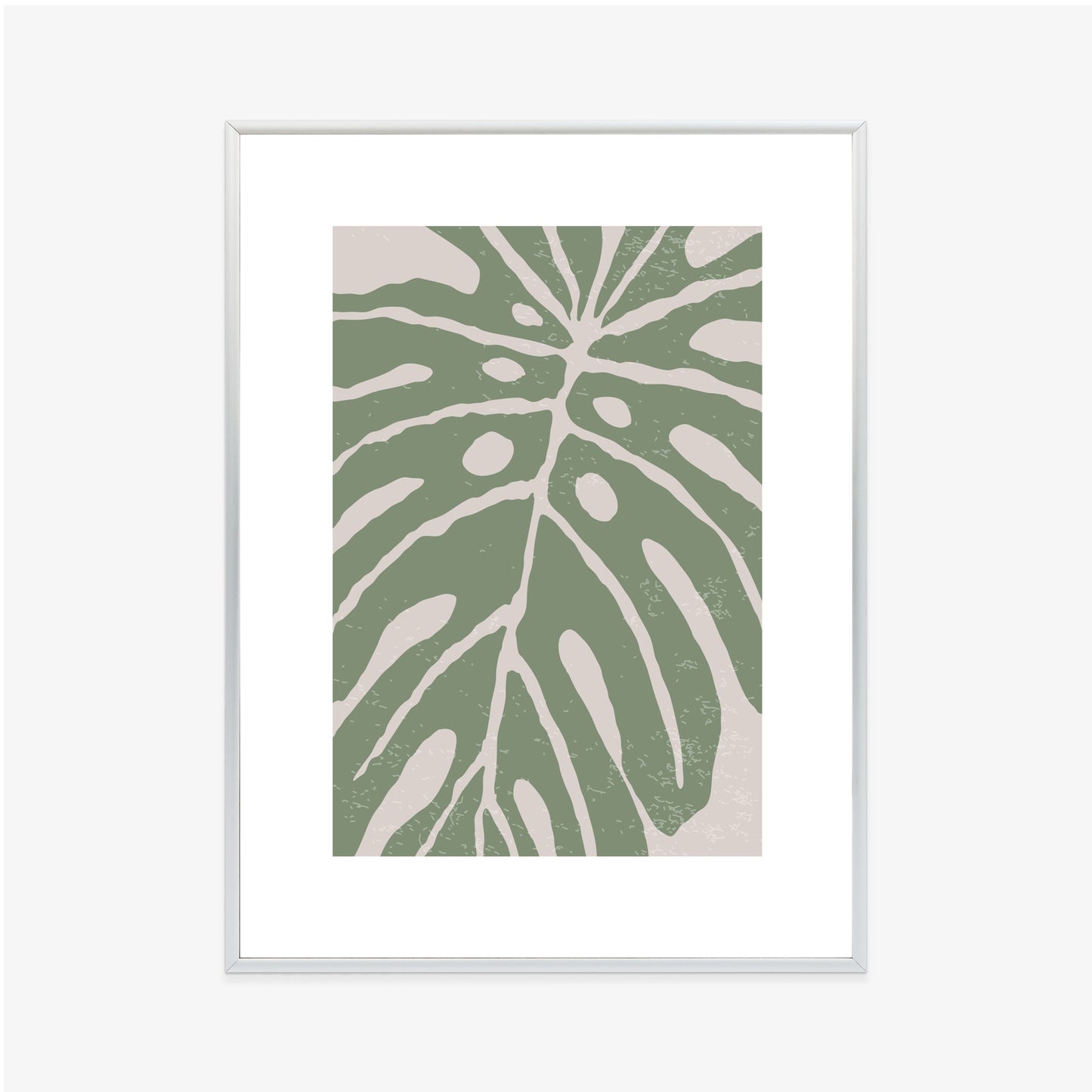 Poster Grünes Monstera-Blatt Rahmen Holz Mit Passepartout Farbe Natürlich
