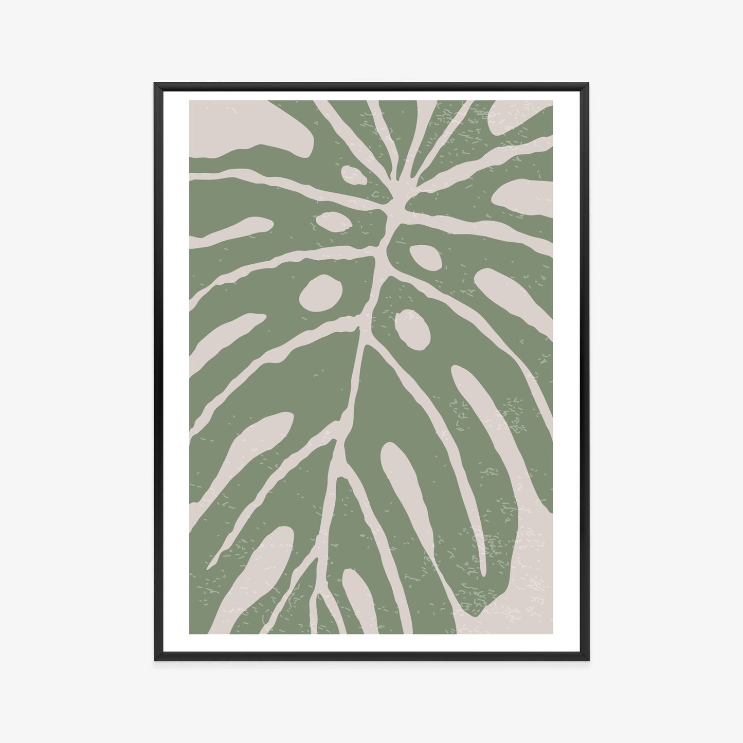 Poster Grünes Monstera-Blatt Rahmen Holz Mit Passepartout Farbe Natürlich