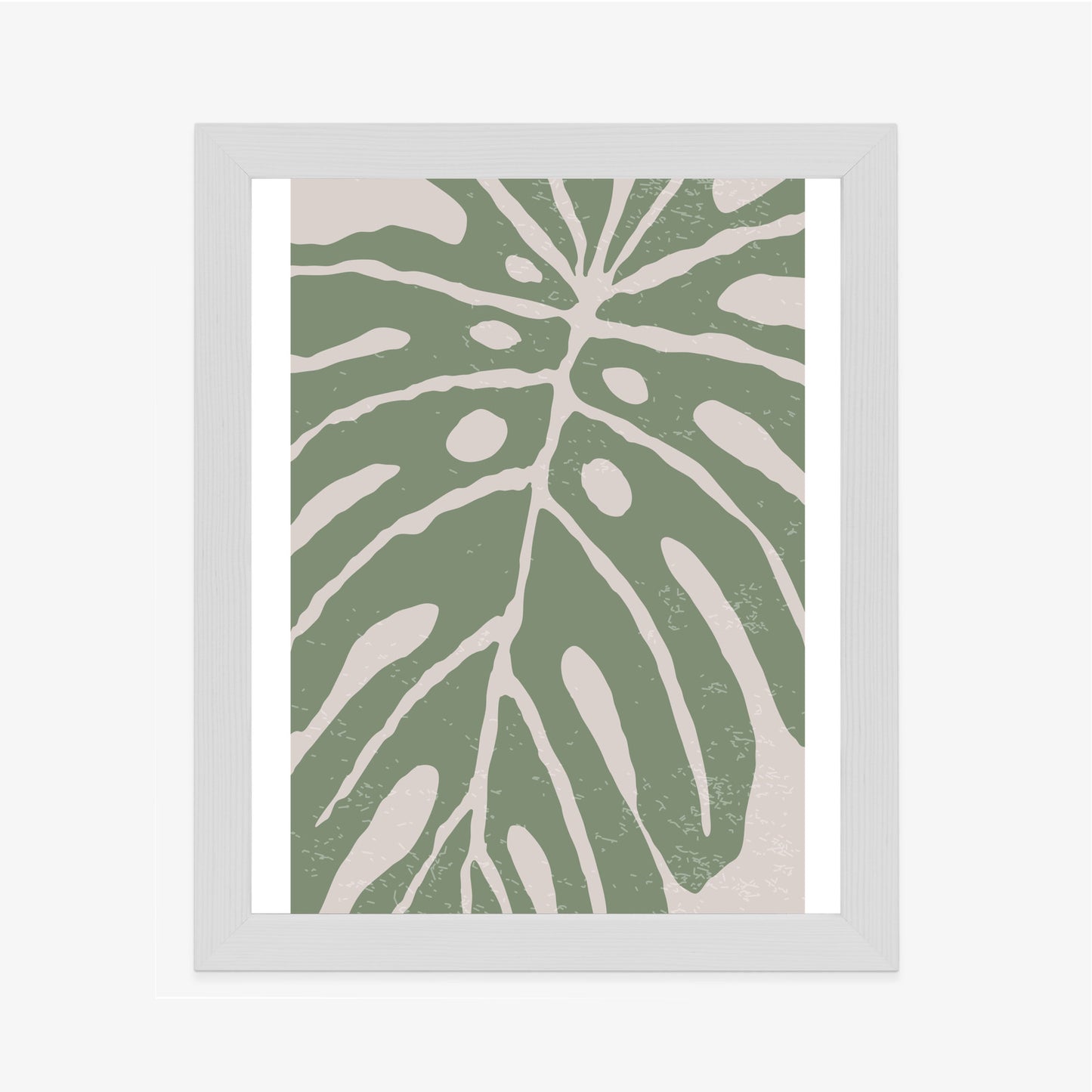 Poster Grünes Monstera-Blatt Rahmen Holz Mit Passepartout Farbe Natürlich