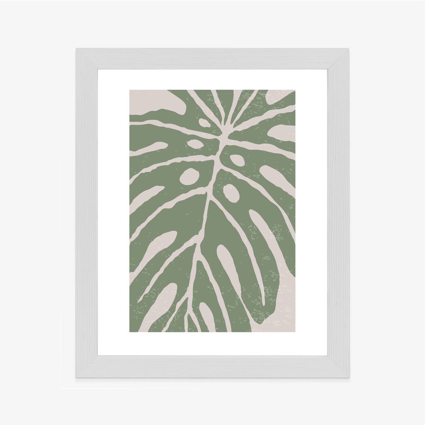 Poster Grünes Monstera-Blatt Rahmen Holz Mit Passepartout Farbe Natürlich