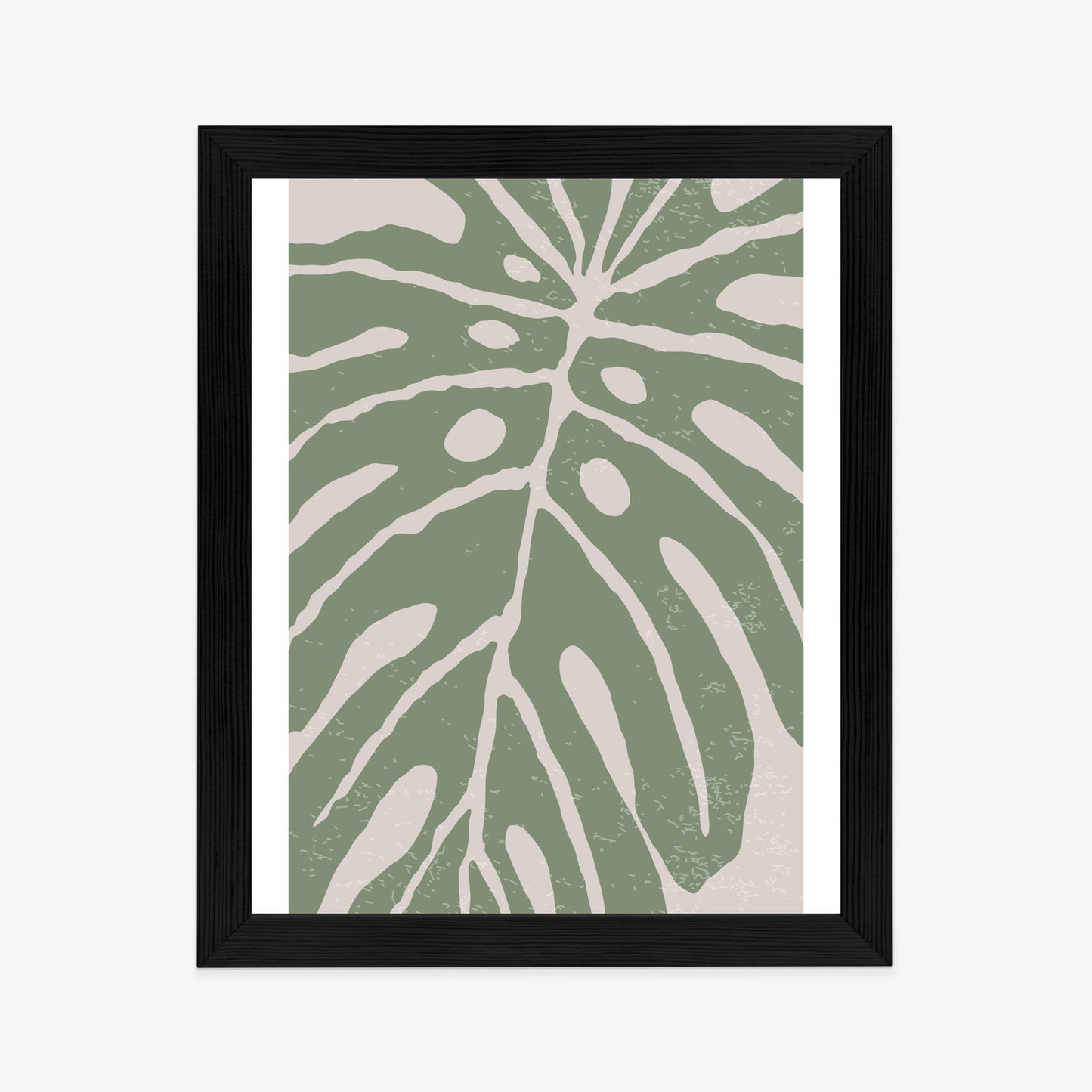 Poster Grünes Monstera-Blatt Rahmen Holz Mit Passepartout Farbe Natürlich
