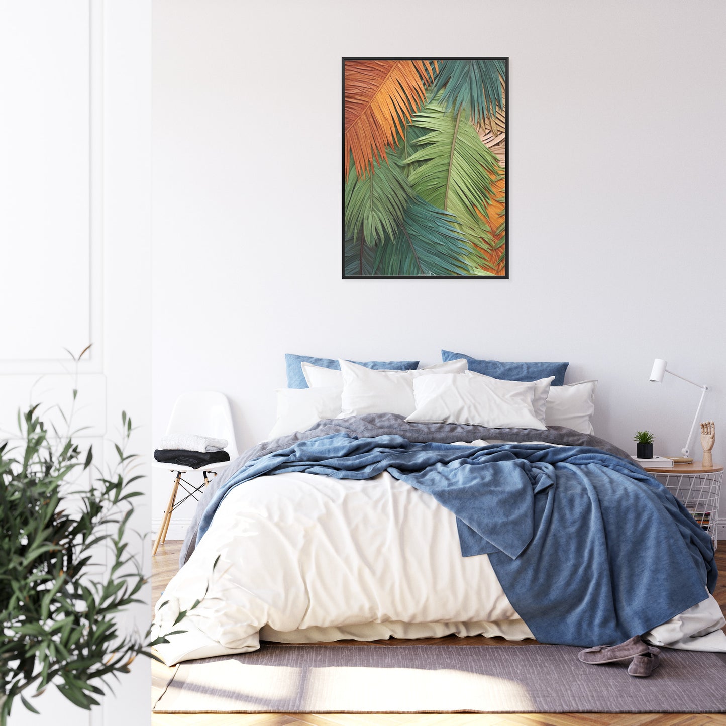 Poster Bunte Palmblätter Aus Geschnittenem Papier Rahmen Holz Mit Passepartout Farbe Natürlich