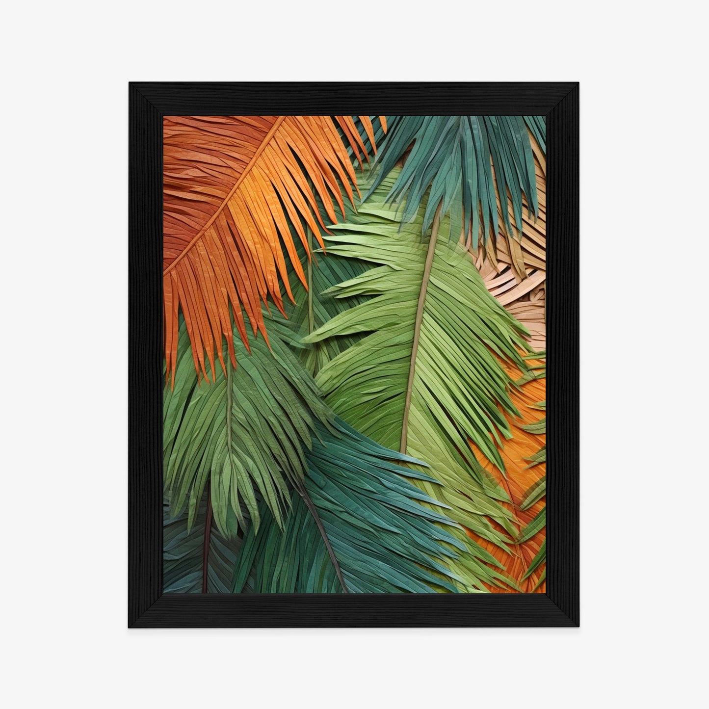 Poster Bunte Palmblätter Aus Geschnittenem Papier Rahmen Holz Mit Passepartout Farbe Natürlich