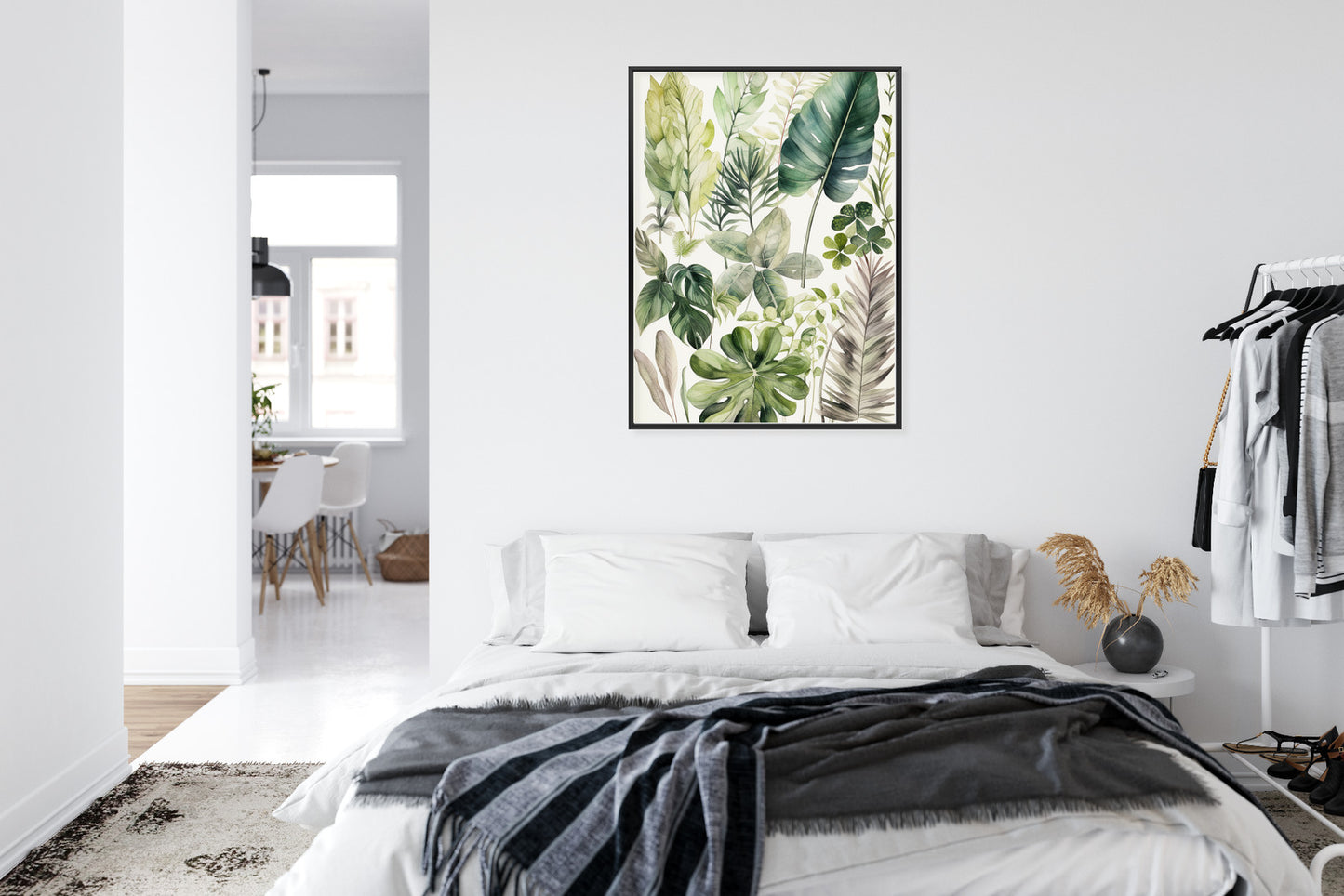 Poster Grüne Blätter Pflanzensammlung Rahmen Holz Mit Passepartout Farbe Natürlich