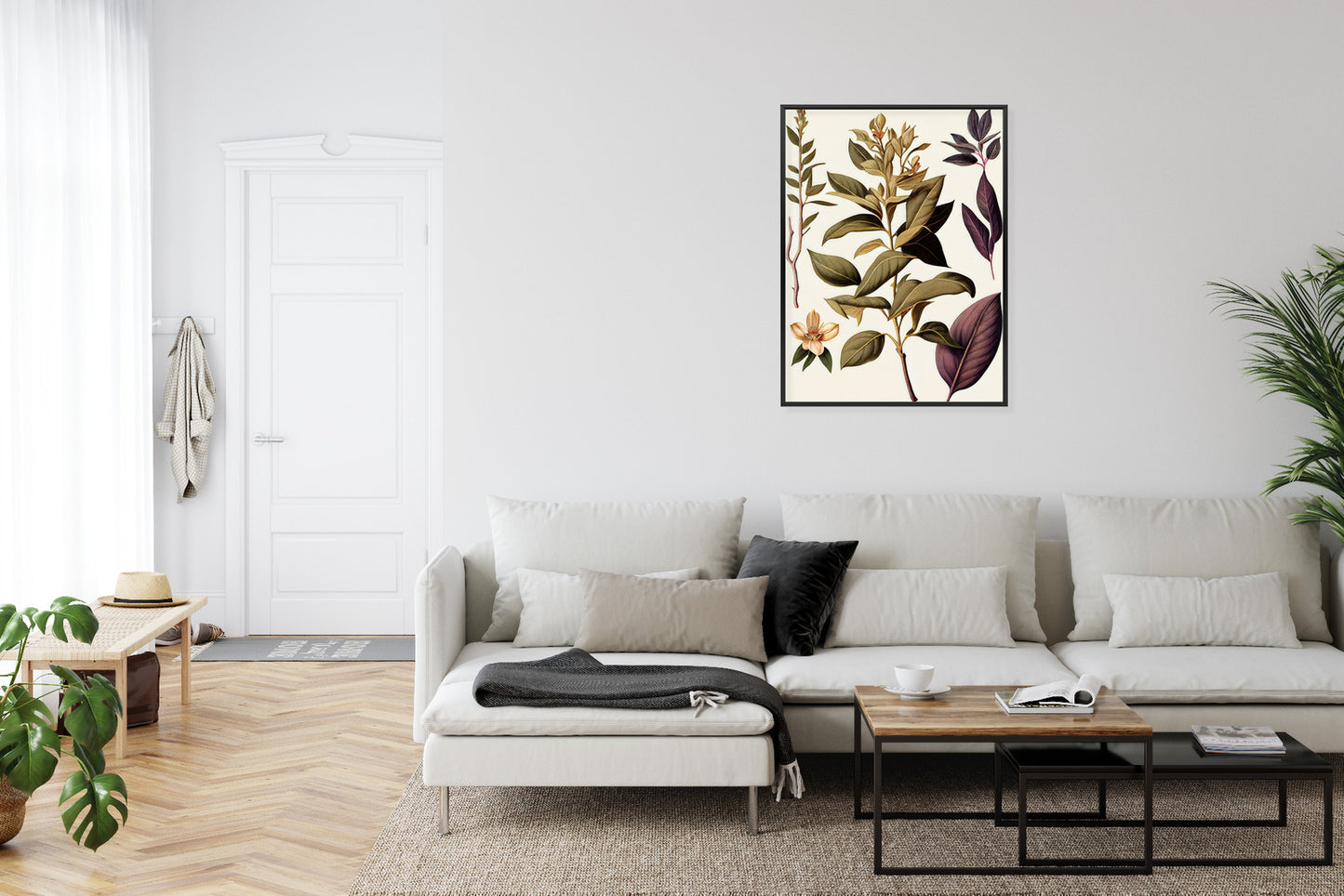 Poster Vintage Heilpflanze Rahmen Holz Mit Passepartout Farbe Natürlich