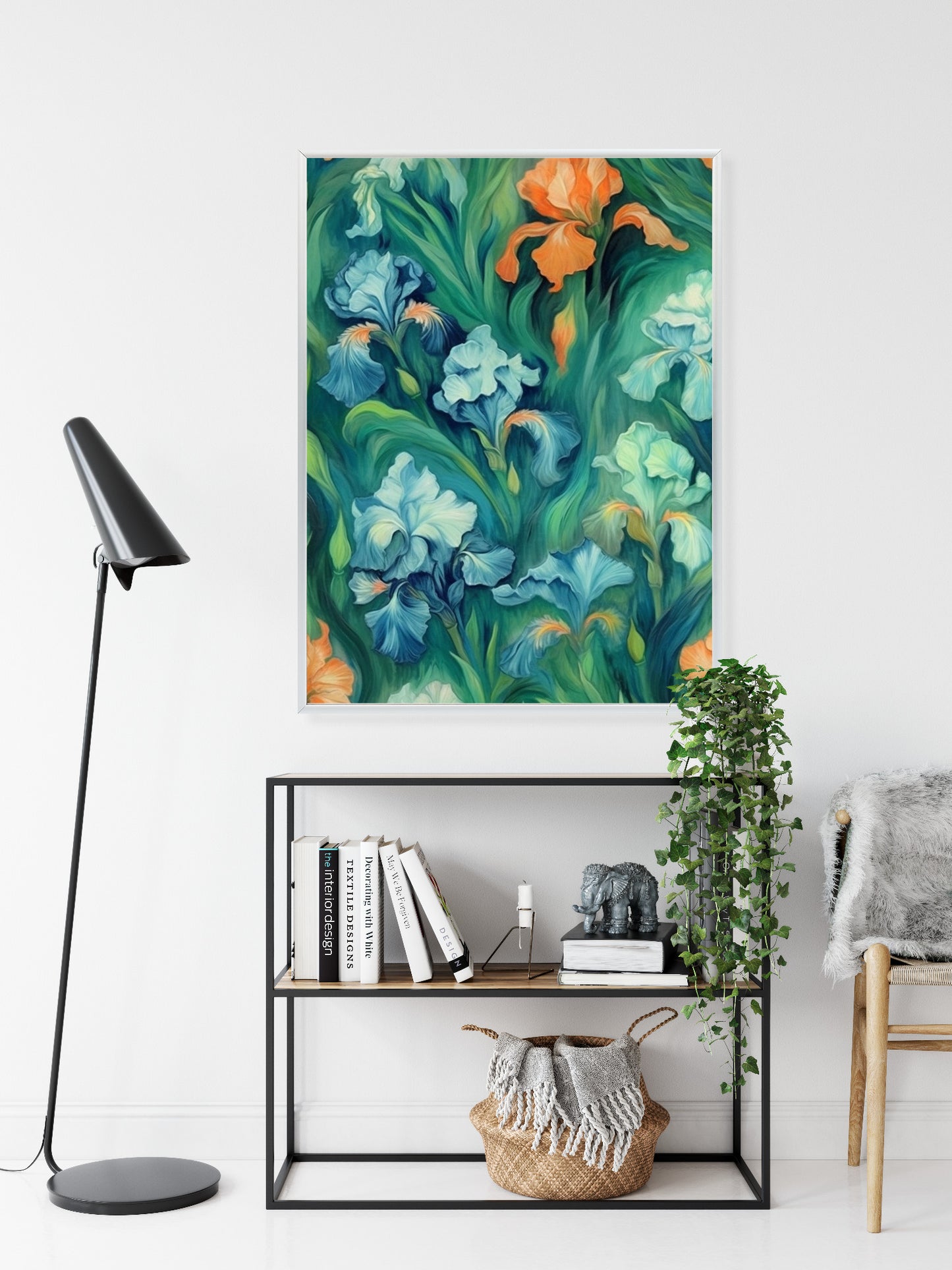 Poster Bunte Irisblüten Rahmen Holz Mit Passepartout Farbe Natürlich