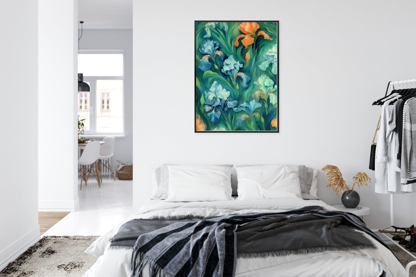 Poster Bunte Irisblüten Rahmen Holz Mit Passepartout Farbe Natürlich