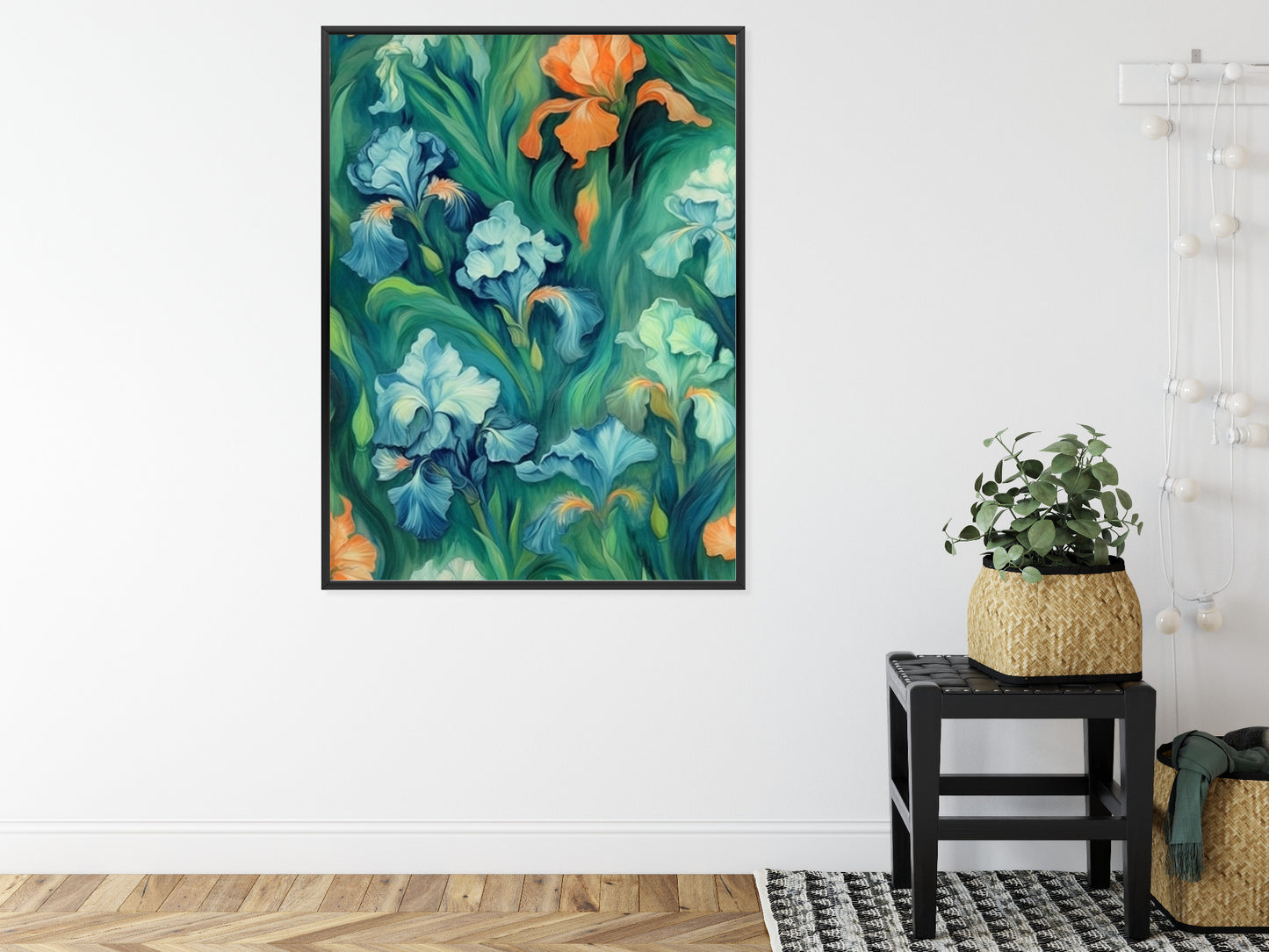 Poster Bunte Irisblüten Rahmen Holz Mit Passepartout Farbe Natürlich