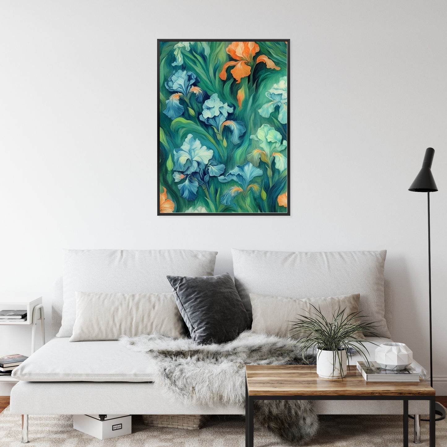 Poster Bunte Irisblüten Rahmen Holz Mit Passepartout Farbe Natürlich