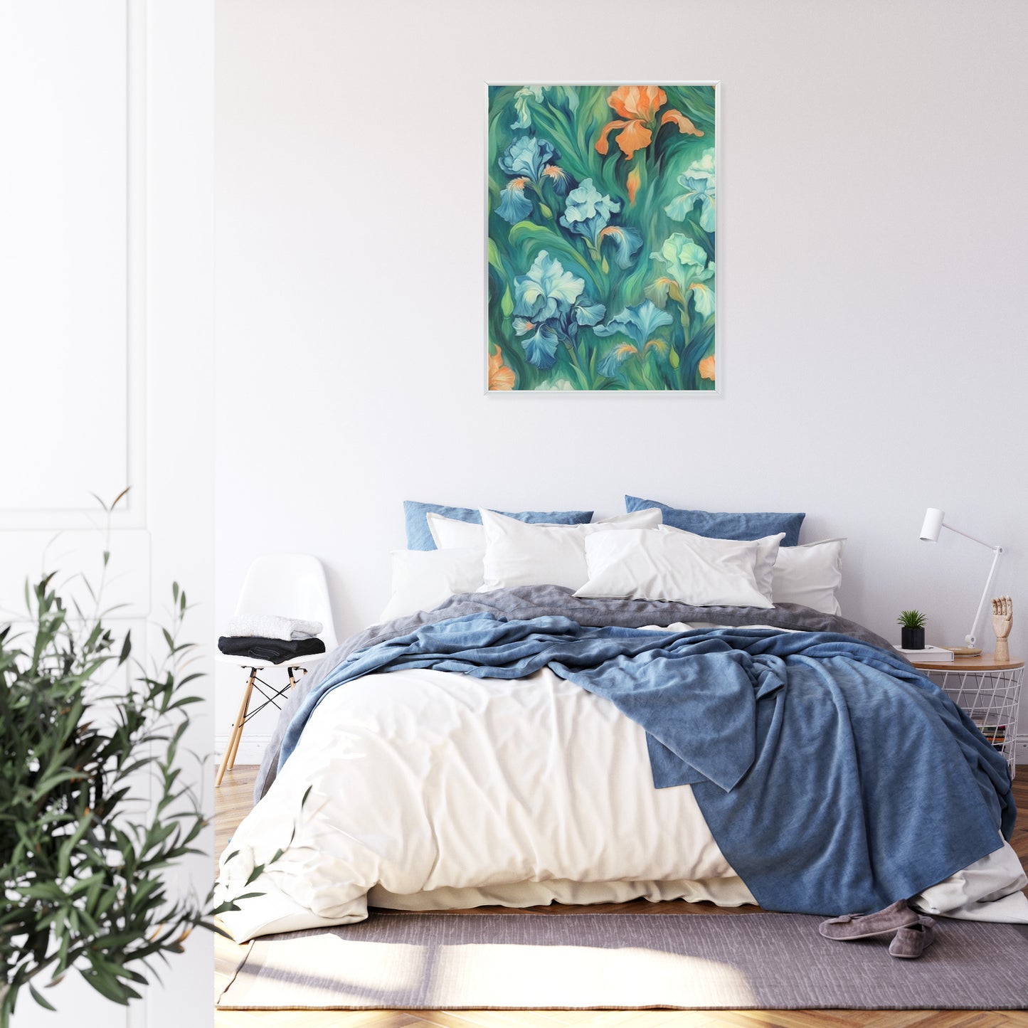 Poster Bunte Irisblüten Rahmen Holz Mit Passepartout Farbe Natürlich
