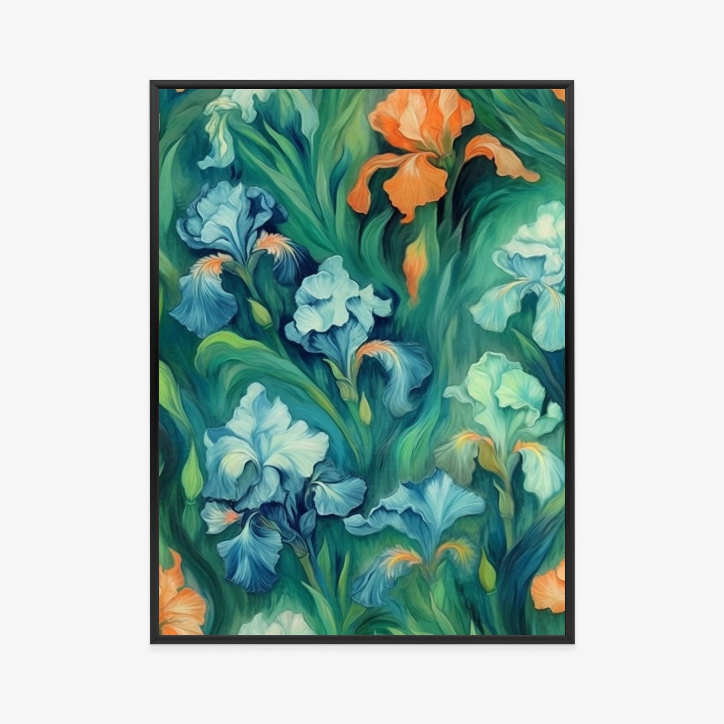 Poster Bunte Irisblüten Rahmen Holz Mit Passepartout Farbe Natürlich