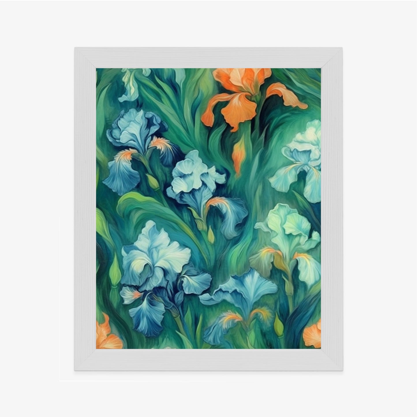 Poster Bunte Irisblüten Rahmen Holz Mit Passepartout Farbe Natürlich