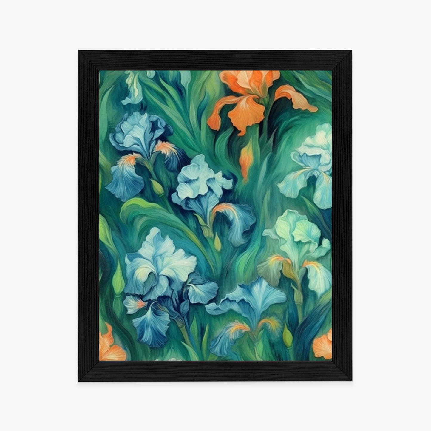Poster Bunte Irisblüten Rahmen Holz Mit Passepartout Farbe Natürlich