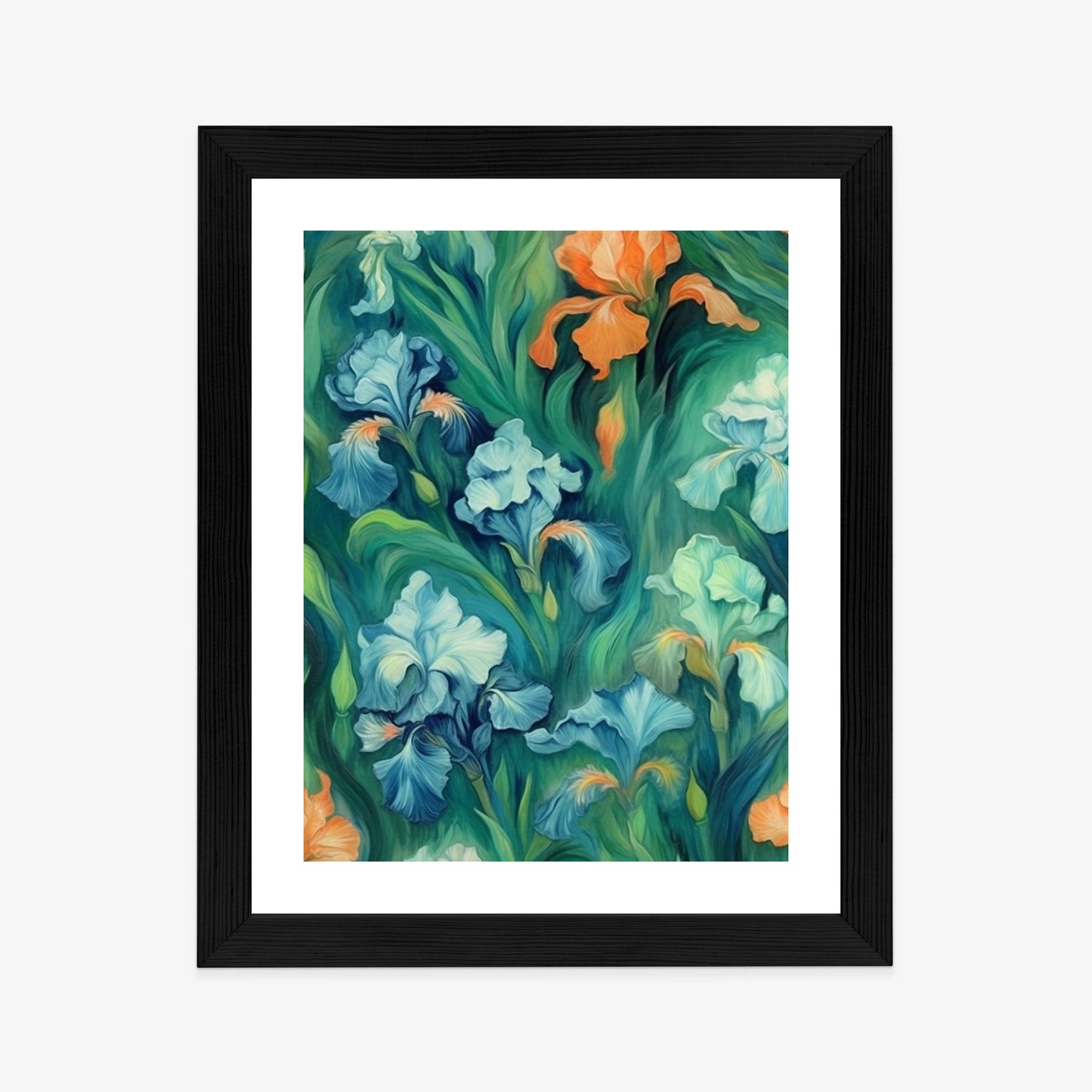 Poster Bunte Irisblüten Rahmen Holz Mit Passepartout Farbe Natürlich