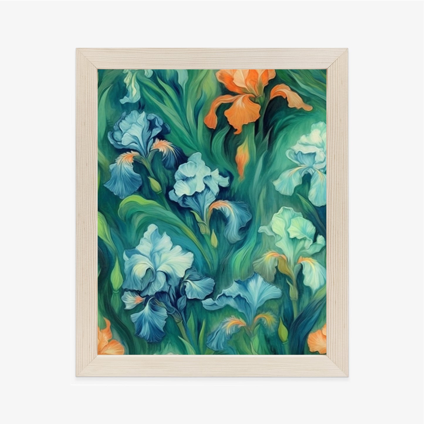 Poster Bunte Irisblüten Rahmen Holz Mit Passepartout Farbe Natürlich