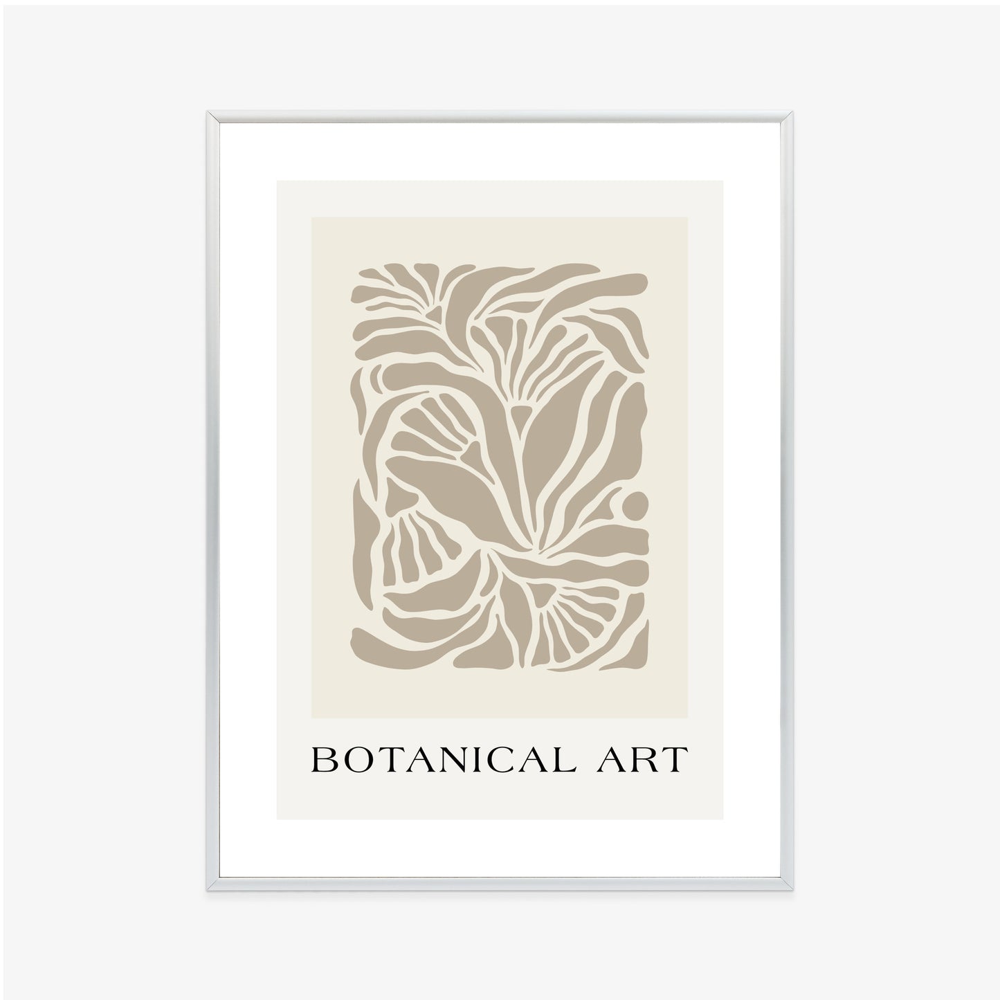Poster Botanisches Muster Im Matisse-Stil Rahmen Holz Mit Passepartout Farbe Natürlich