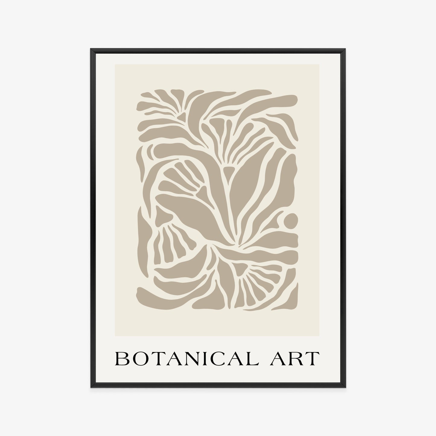 Poster Botanisches Muster Im Matisse-Stil Rahmen Holz Mit Passepartout Farbe Natürlich