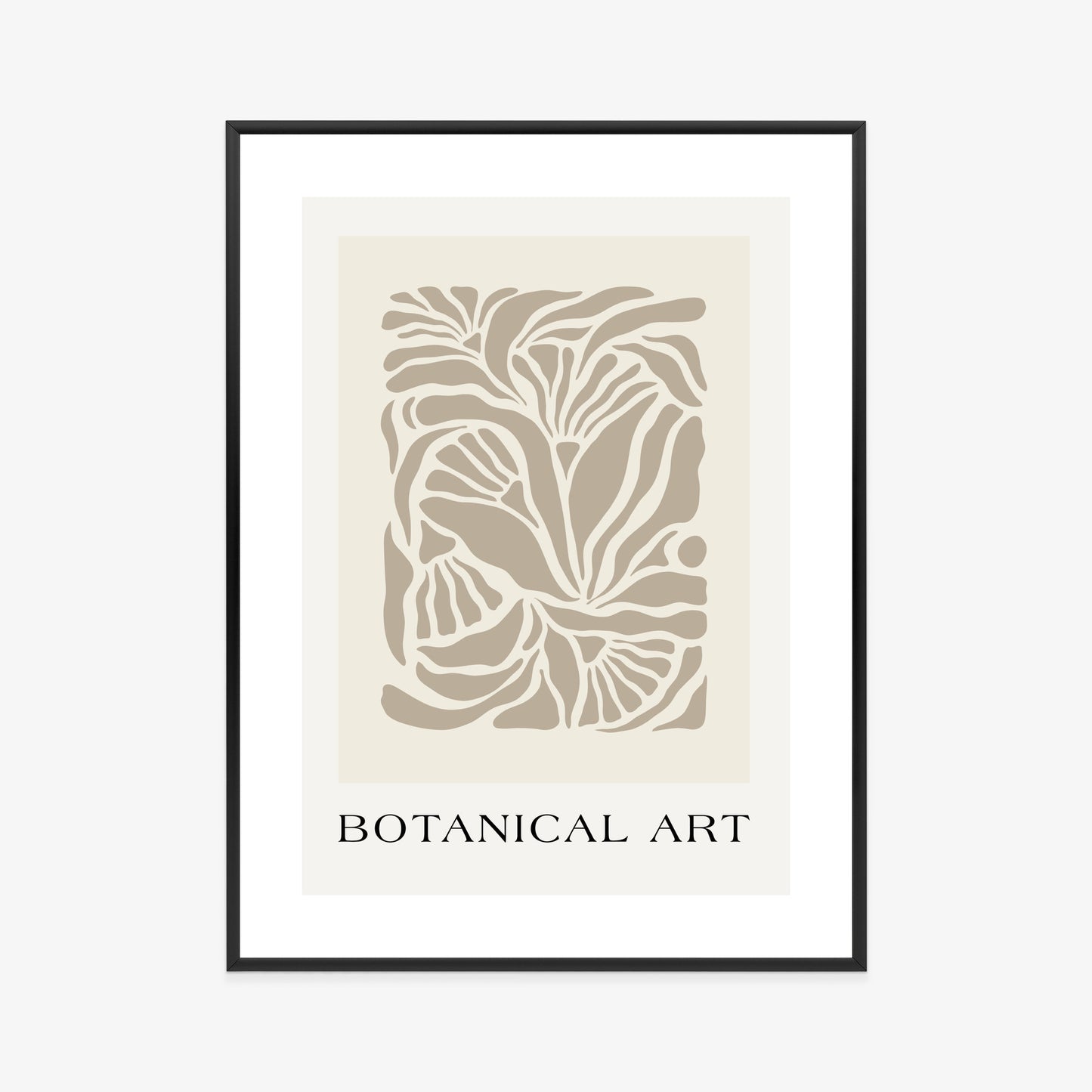 Poster Botanisches Muster Im Matisse-Stil Rahmen Holz Mit Passepartout Farbe Natürlich