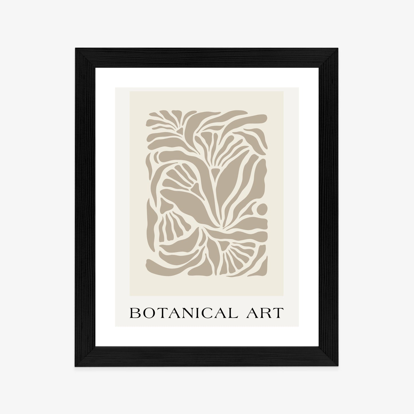 Poster Botanisches Muster Im Matisse-Stil Rahmen Holz Mit Passepartout Farbe Natürlich
