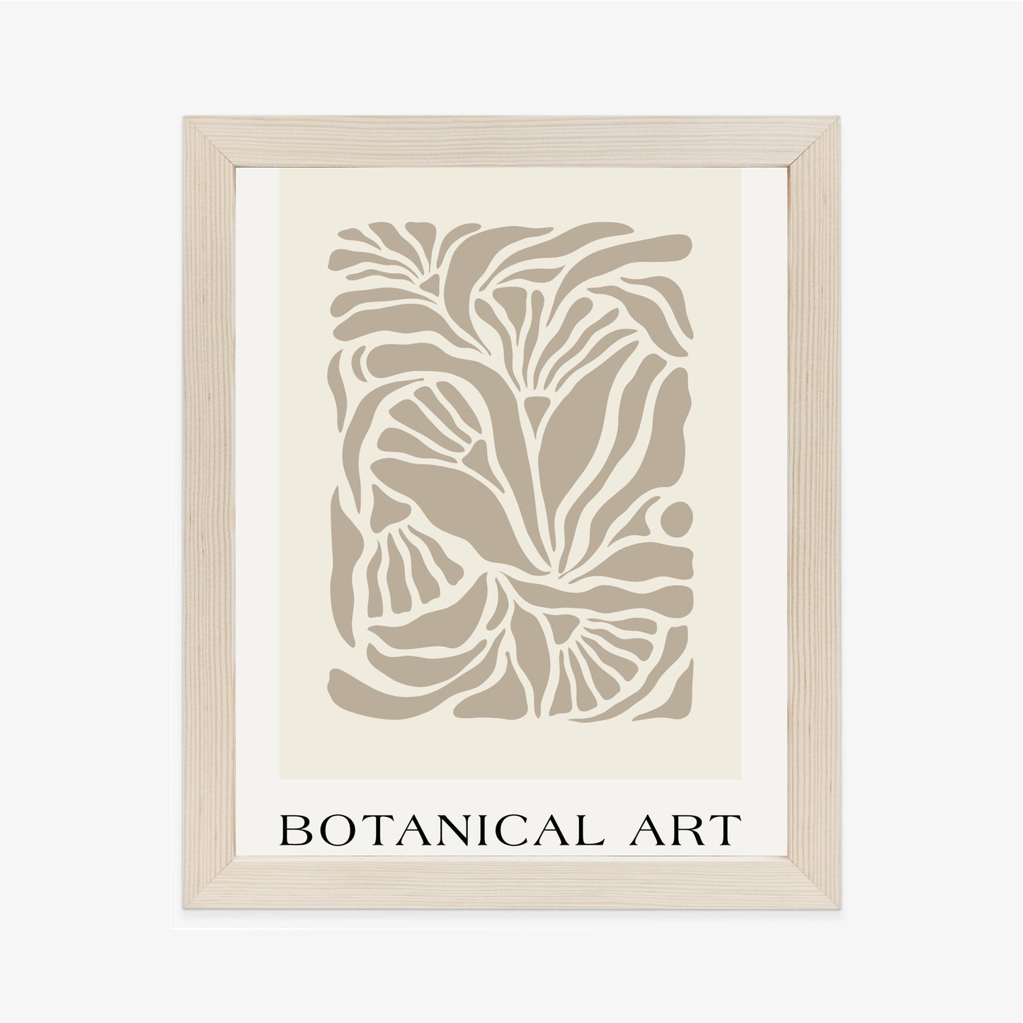 Poster Botanisches Muster Im Matisse-Stil Rahmen Holz Mit Passepartout Farbe Natürlich