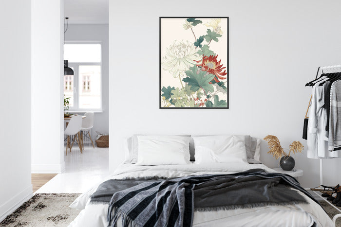 Poster Ein Blumenstrauß Auf Hellbeigem Hintergrund Rahmen Holz Mit Passepartout Farbe Natürlich