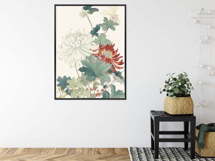Poster Ein Blumenstrauß Auf Hellbeigem Hintergrund Rahmen Holz Mit Passepartout Farbe Natürlich