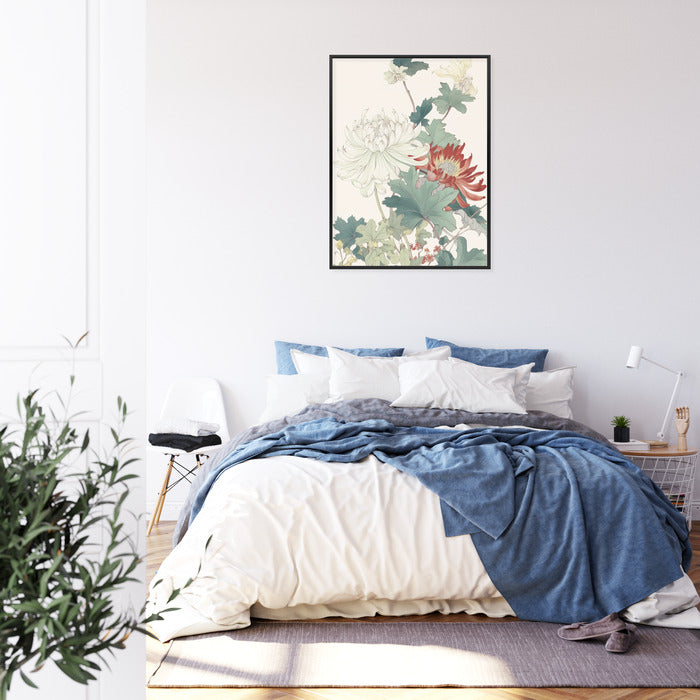 Poster Ein Blumenstrauß Auf Hellbeigem Hintergrund Rahmen Holz Mit Passepartout Farbe Natürlich
