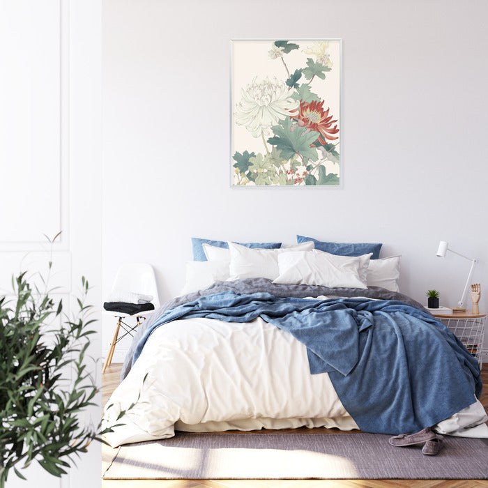 Poster Ein Blumenstrauß Auf Hellbeigem Hintergrund Rahmen Holz Mit Passepartout Farbe Natürlich