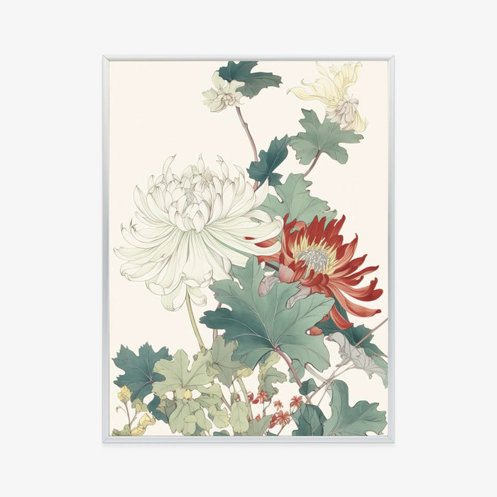Poster Ein Blumenstrauß Auf Hellbeigem Hintergrund Rahmen Holz Mit Passepartout Farbe Natürlich