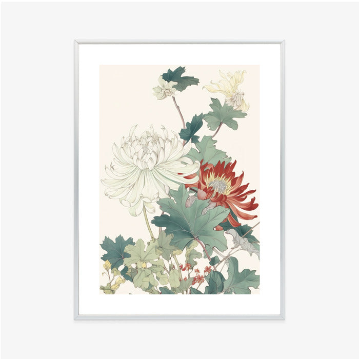 Poster Ein Blumenstrauß Auf Hellbeigem Hintergrund Rahmen Holz Mit Passepartout Farbe Natürlich