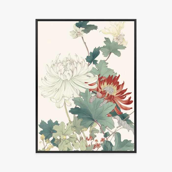 Poster Ein Blumenstrauß Auf Hellbeigem Hintergrund Rahmen Holz Mit Passepartout Farbe Natürlich