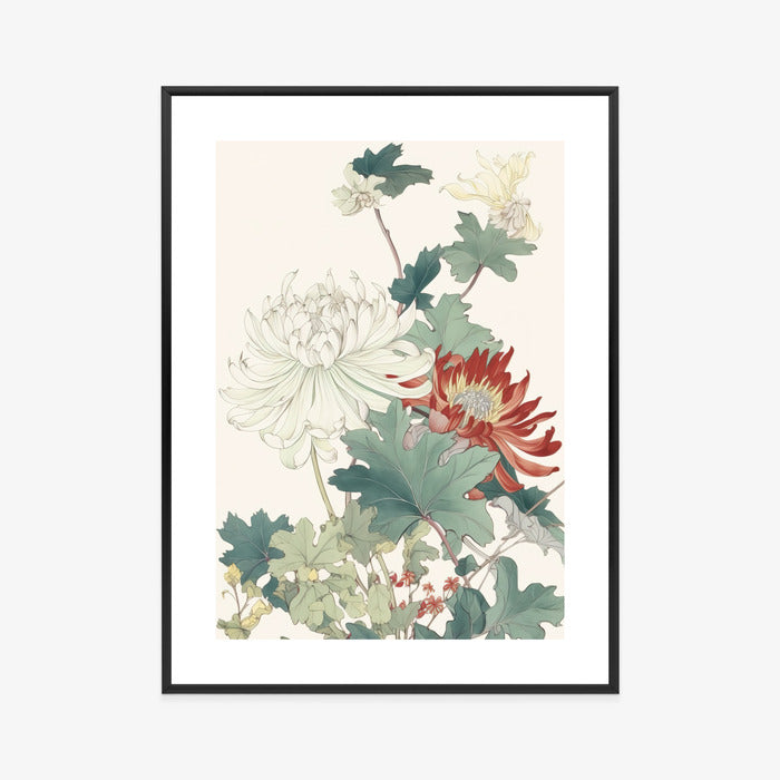 Poster Ein Blumenstrauß Auf Hellbeigem Hintergrund Rahmen Holz Mit Passepartout Farbe Natürlich