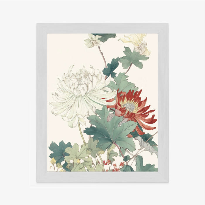Poster Ein Blumenstrauß Auf Hellbeigem Hintergrund Rahmen Holz Mit Passepartout Farbe Natürlich