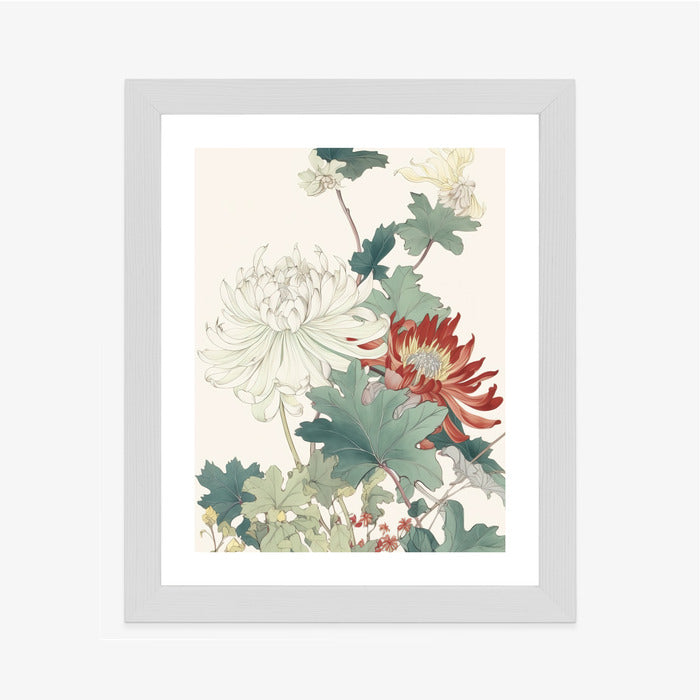 Poster Ein Blumenstrauß Auf Hellbeigem Hintergrund Rahmen Holz Mit Passepartout Farbe Natürlich