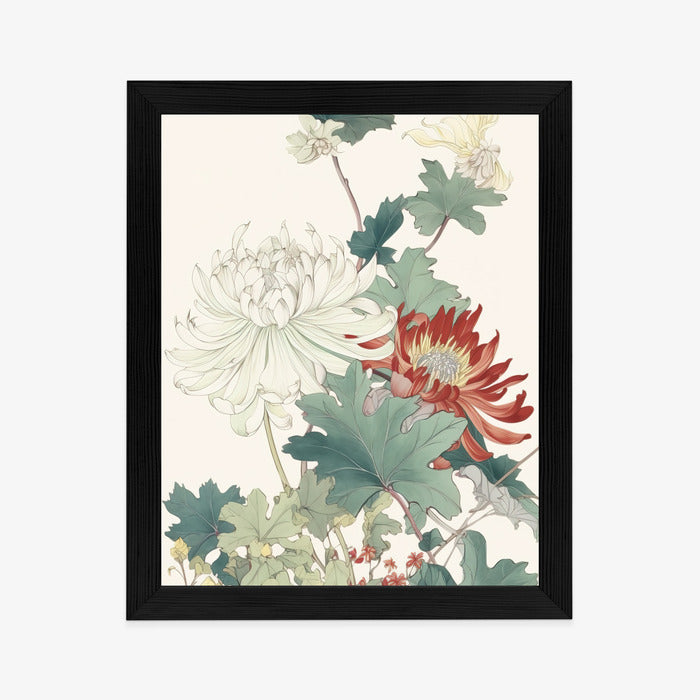 Poster Ein Blumenstrauß Auf Hellbeigem Hintergrund Rahmen Holz Mit Passepartout Farbe Natürlich