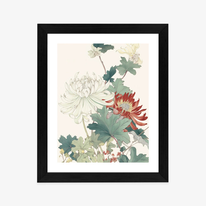 Poster Ein Blumenstrauß Auf Hellbeigem Hintergrund Rahmen Holz Mit Passepartout Farbe Natürlich